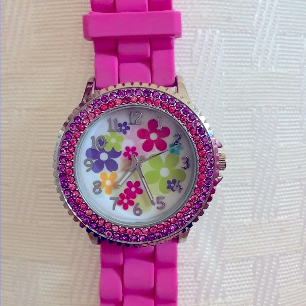 🌸Frenzy🌸 Girl’s silicone Pink Floral watch
